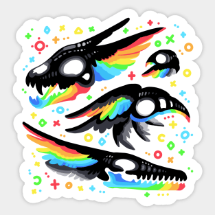 Winged Rainbow Skulls Sticker